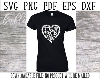 Bike SVG, Gears, Motorcycle Love, Bike Shirt, Bike Decal, Heart, Cut File, Bicycle Design, Bike Chain, Dirt Bike, Motocross Decal, Download
