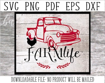 Bauernhof Leben SVG, Huhn Design, Bauer geschnitten Datei, Landwirtschaft, Land Holz Zeichen, alte rote LKW-Stil, Bauernhof PNG, Land Straße DXF, Cameo, Cricut