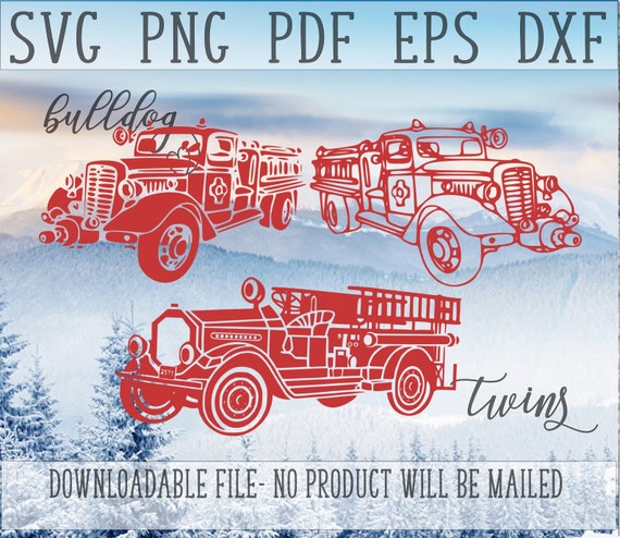 Download Vintage Firetruck Svg Set Old Red Truck Clipart Firetruck Etsy