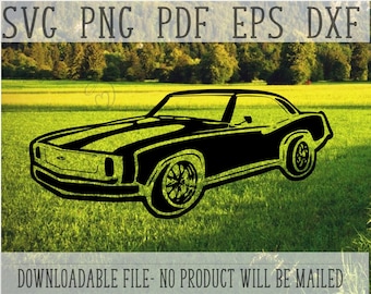 1969 Muscle Car SVG, Old Car Cut File, Classic Muscle Car Clipart, Chev Camaro, Old School SS, Vintage Car Decal, Classic Car PNG, Cricut