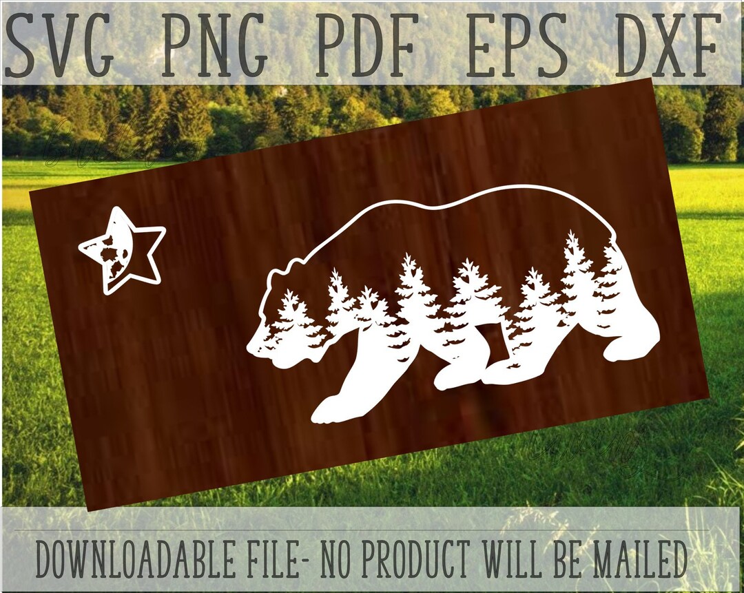 California Bear SVG, Woodland Cut File, Night Sky Clip Art, Wildlife