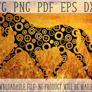 Gear Mandala SVG, Dressage Horse Clip Art, Warmblood Cut File, Equestrian Shirt Design, Drafpaarden Sticker Idee, Steampunk Industriële PNG