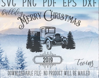 SVG de Natal, arquivo de corte de caminhão vintage, PNG de árvore de Natal, caminhão vermelho antigo, Cameo Cricut, Natal do sul, país, estêncil de placa de madeira, Natal