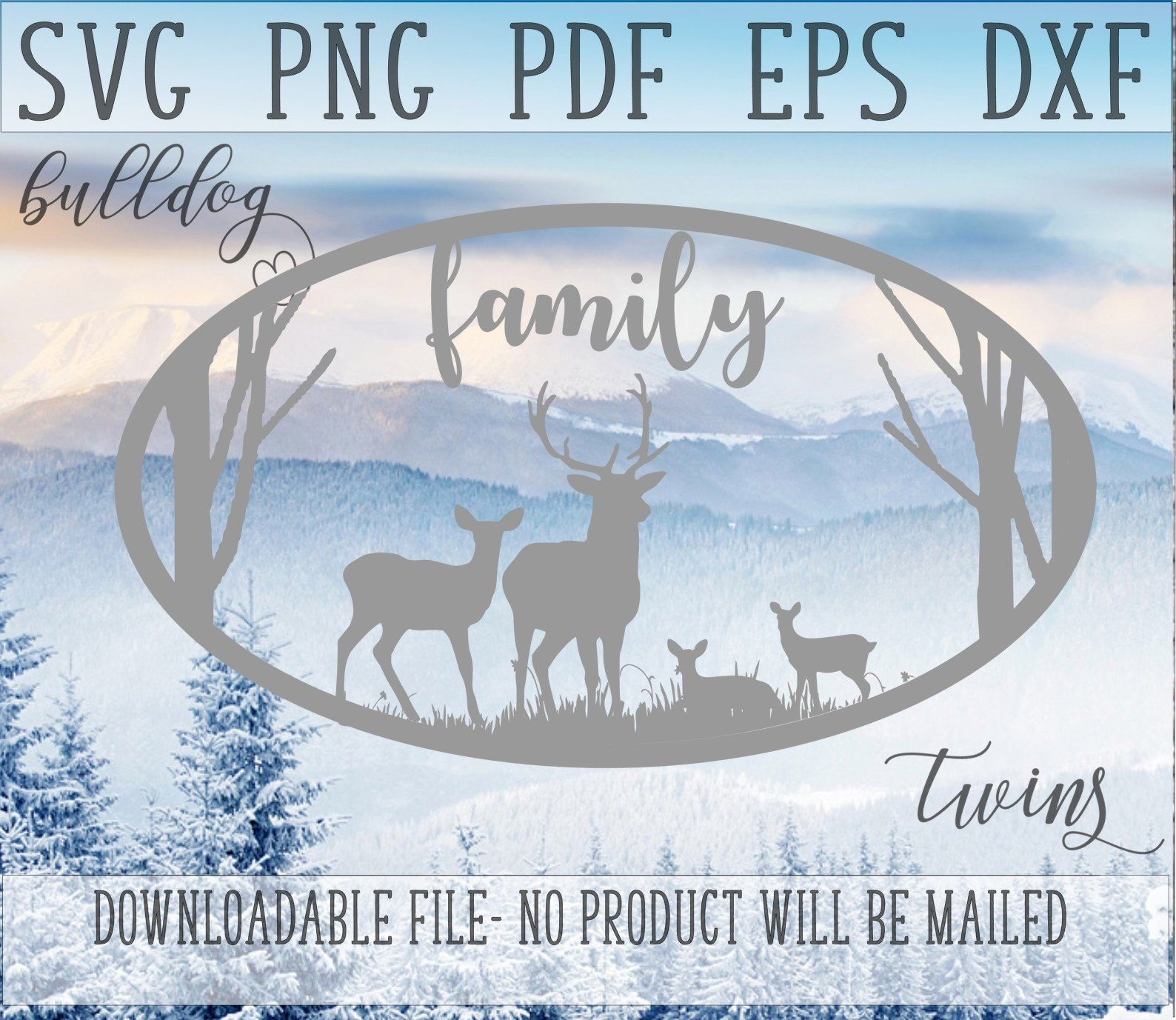 Deer Family SVG Family of Four PNG Rustic Wood Sign Stencil | Etsy