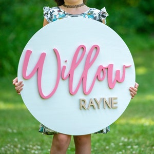 Plain Round 3D Wooden Nursery Name Sign, Custom Name Sign,Custom Baby Sign,Nursery Sign,Baby Boy or Girl Nursery Decor, Baby Shower Gift