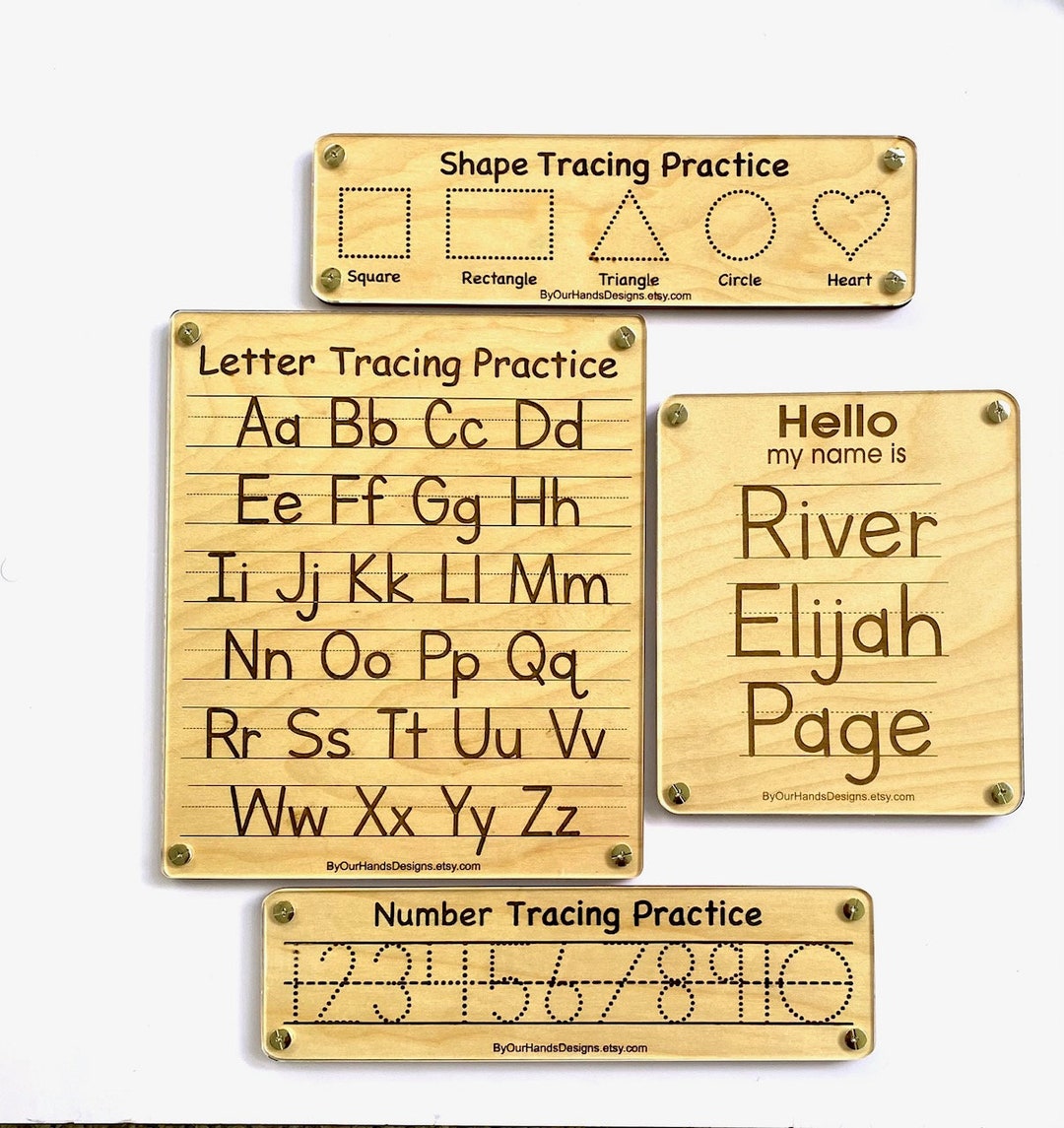 Letter Tracing Boards With Wooden Back Dry Erase Tracing Etsy