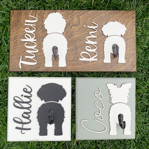 Personalized Dog Leash Holder, wood dog leash holder, custom dog leash holder, Laser cut dog leash holder,personalized leash holder for wall