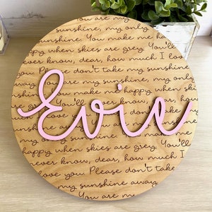 3D Wooden Custom Name Sign, You are my Sunshine with name, Baby Nursery Decor, Baby Shower Gift, You are my Sunshine lyrics