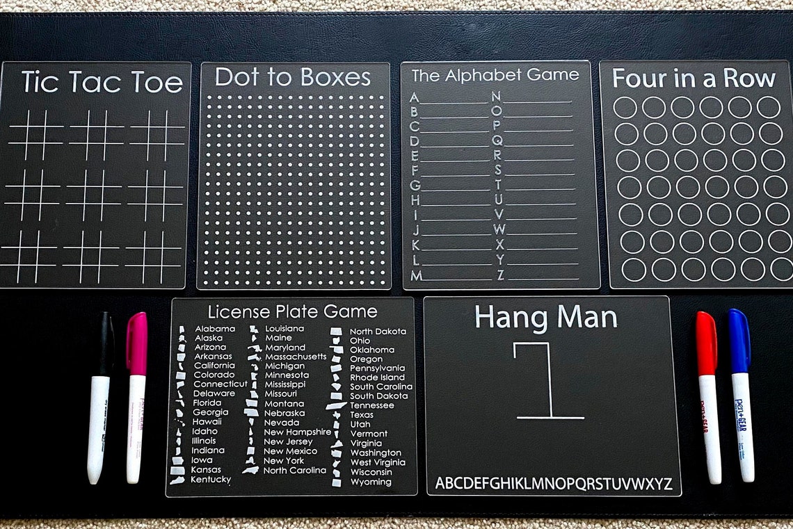 Acrylic Dry Erase Game Boards Hangman Tic Tac Toe Four in A Etsy