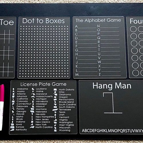 Acrylic Dry Erase Game Boards Hangman Tic Tac Toe Four in A Etsy