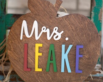 Personalized Apple Teacher Desk Sign: Teacher Appreciation Gift