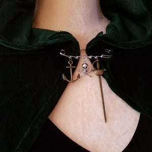 Pirate Cloak Pin ~ Anchor, Skull and Crossbones, and Sword