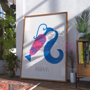 Aquarius Zodiac Poster: Modern Astrology Wall Art (PDF Downloadable Print