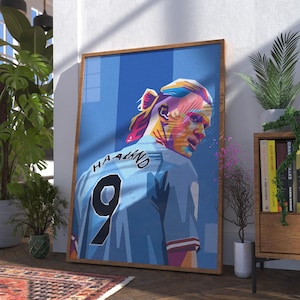 Erling Haaland Poster Printable, Manchester City Wall Art, Football Pop Art, Soccer Star Digital Download, Haaland Wall Decor