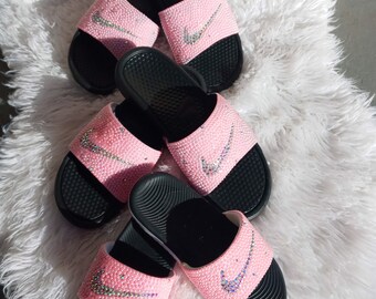 baby pink nike sliders