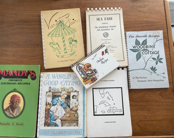 Vintage regional cookbooks, spiral bound, locally recipes, local grown, farmhouse kitchen, retro recipes