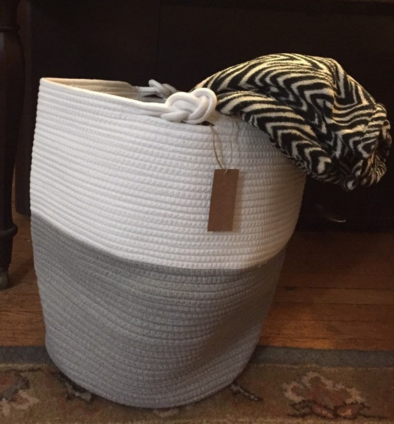 Grandi Cesti per Coperte per il Soggiorno, Cesti porta Giocattoli Cesto intrecciato in corda di Cotone per Bambini, Organizer per Giocattoli del cane Cesta per Biancheria Lavanderia (Grande, Elefante