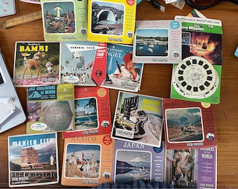 viewmaster 3 reel sets, original packaging, wonders of the world, nations, travel series, mattell, buyers choice