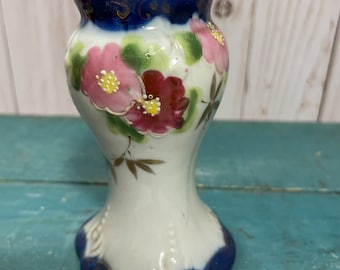 Porta alfileres de sombrero victoriano, expositor de alfileres de palo, jarrón de porcelana, hecho en Japón, alfileres de sombrero antiguos, tocador vintage, almacenamiento de joyas