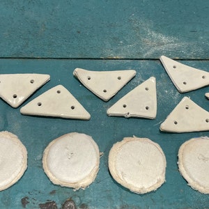 Antique handmade tailors weights, clay weights, sewing, quilting, textile crafts