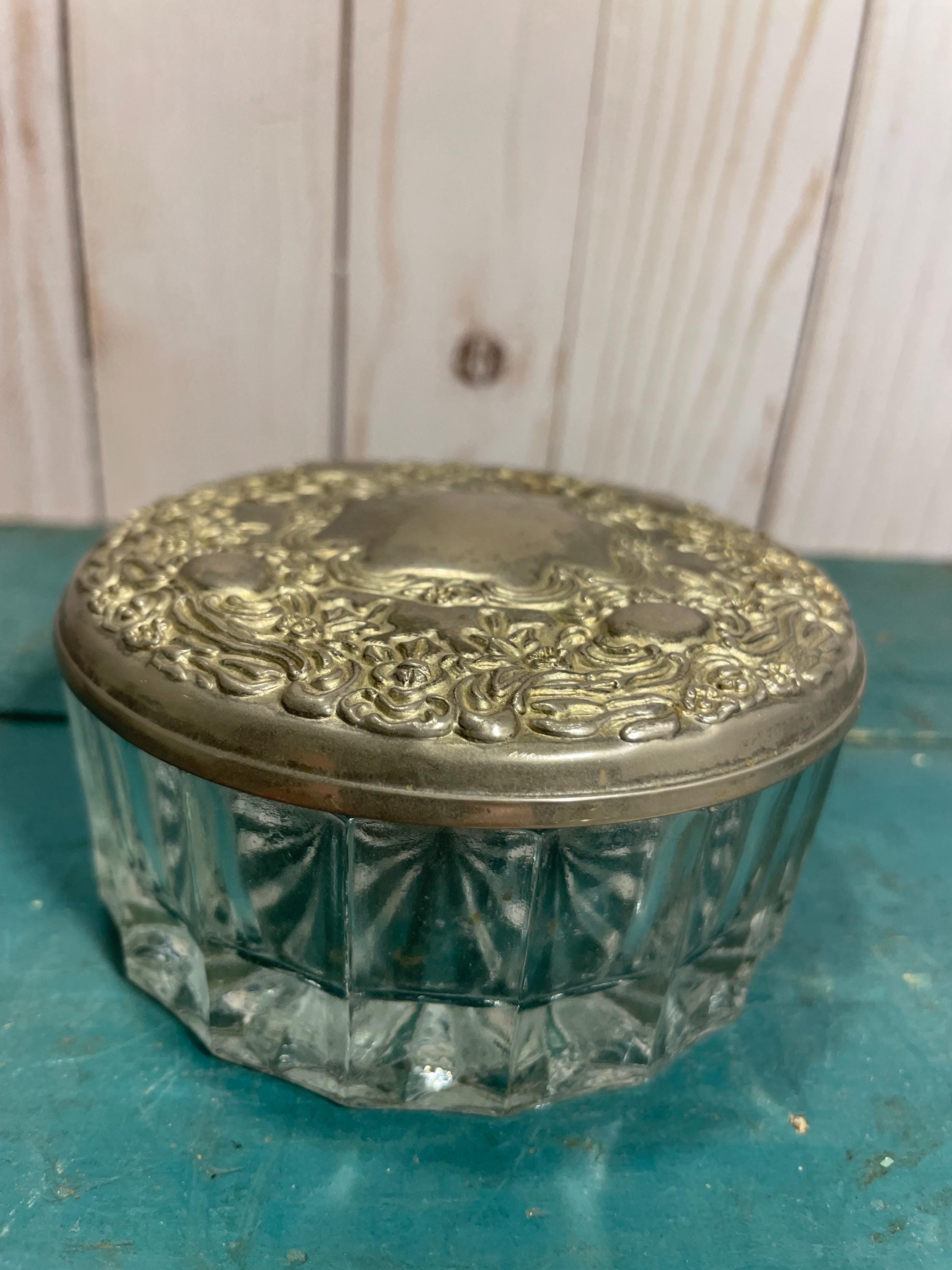 Ancienne Boîte à Bijoux En Verre Taillé Et Métal Argenté - Occasion