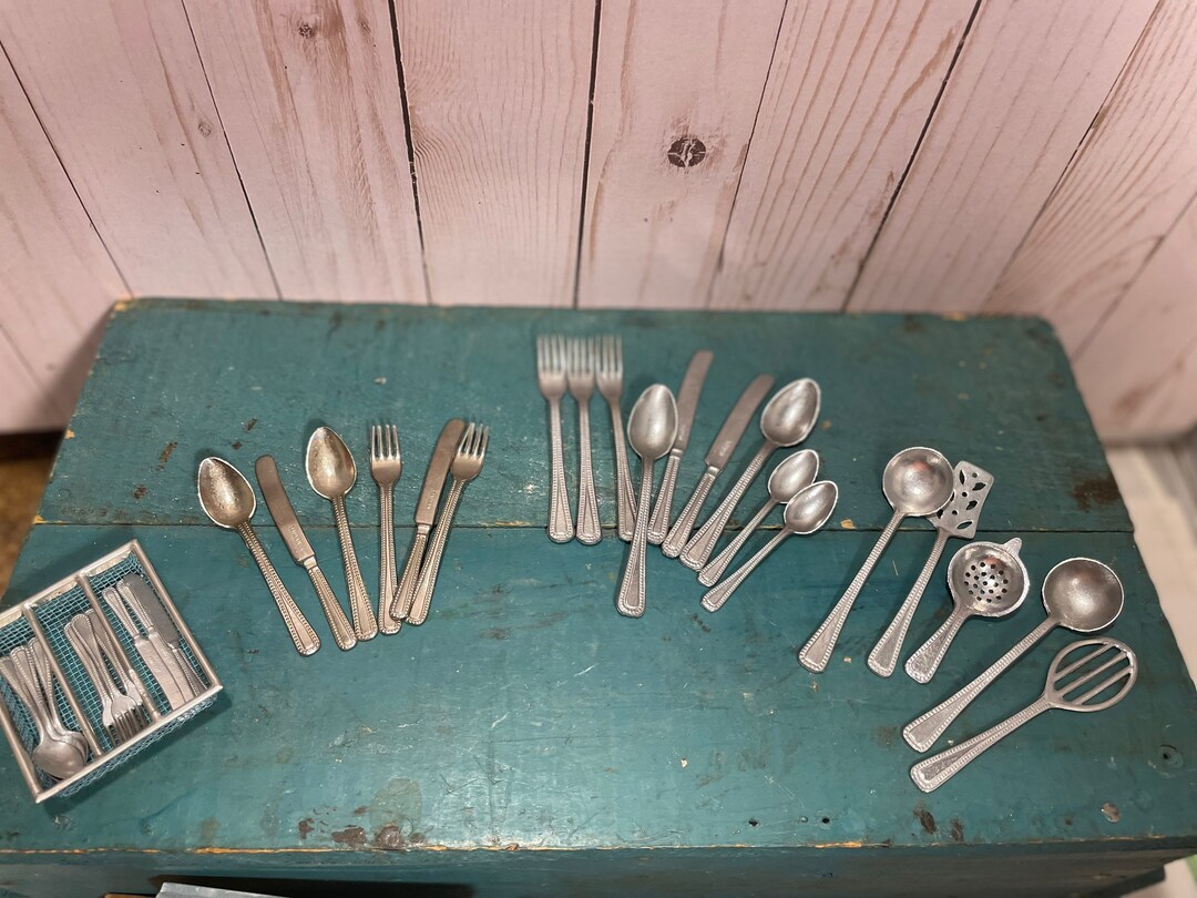 Vintage Toy Silverware, Germany Taiwan, Various Sizes, Pretend Kitchen