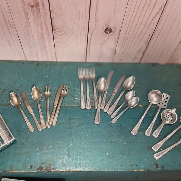 Vintage toy silverware, Germany Taiwan, various sizes, pretend kitchen, toy collectors, buyers choice