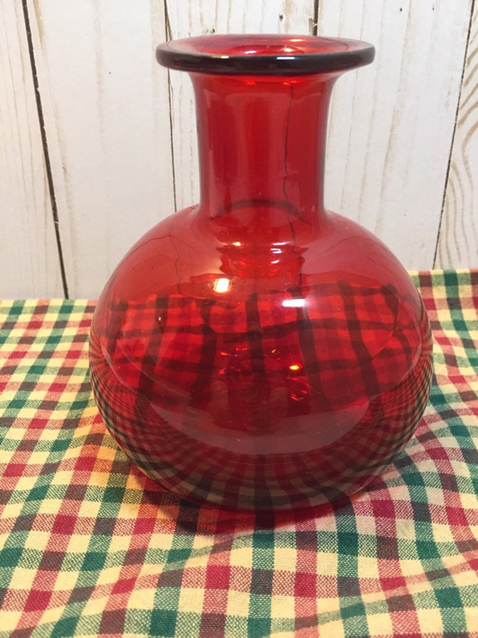 Vintage ruby vase red depression glass red vase pressed Etsy