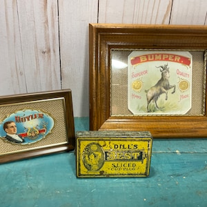 Vintage tobacco tin and cigar labels, tobacciana, ephemera, buyers choice