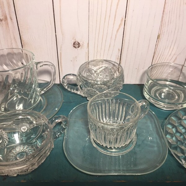 Early American Pressed Glass Cups Etsy