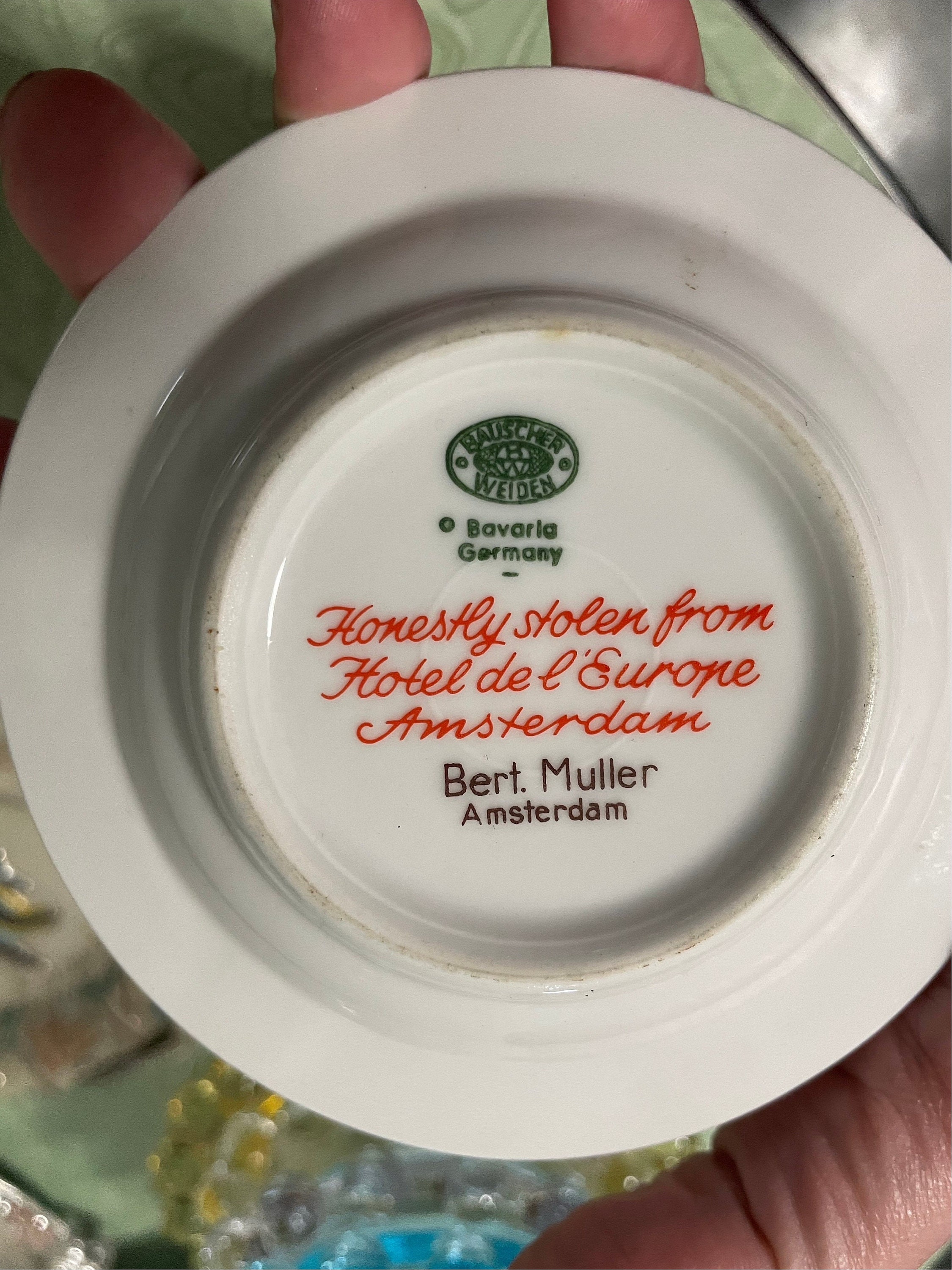 Vintage Porcelain Ashtray, Hotel Souvenir Amsterdam, Vintage