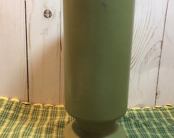 Floraline (McCoy) green tall round planter vase, vintage 1970s, gift for gardeners, vintage planter, succulents