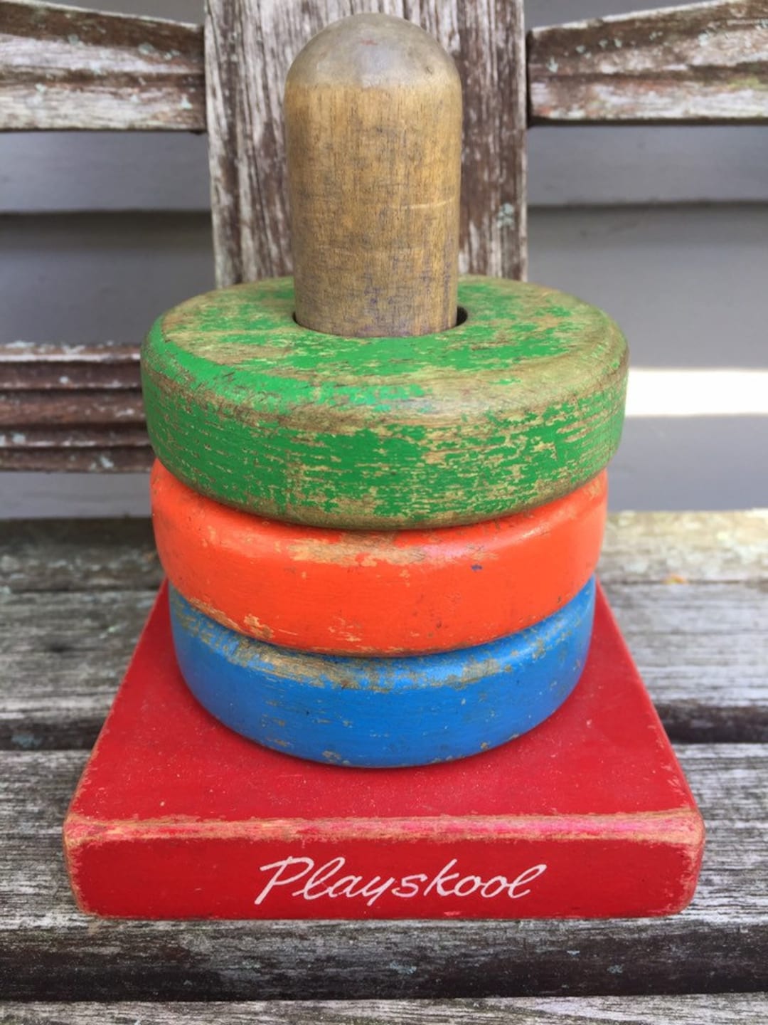 Playskool Ring Stacking Toy Vintage Toy Wooden Stacking Toy Etsy