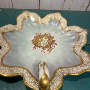 Vintage porcelain dish with finger handle, lemon plate, nappy, Noritake Japan hand painted, tea time, candy or trinket dish
