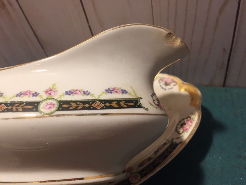 Gravy boat and celery dish, Minerva China, vintage china, serving odds and ends, mismatch dishware, Thanksgiving, holidays image 4