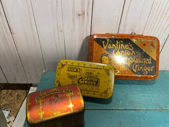 Vintage Collectible Tin Boxes Consolidated Tea Canton Ginger
