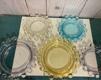 Vintage Imperial Candle Wick glass ashtray, buyers choice, size/colors, trinket dish