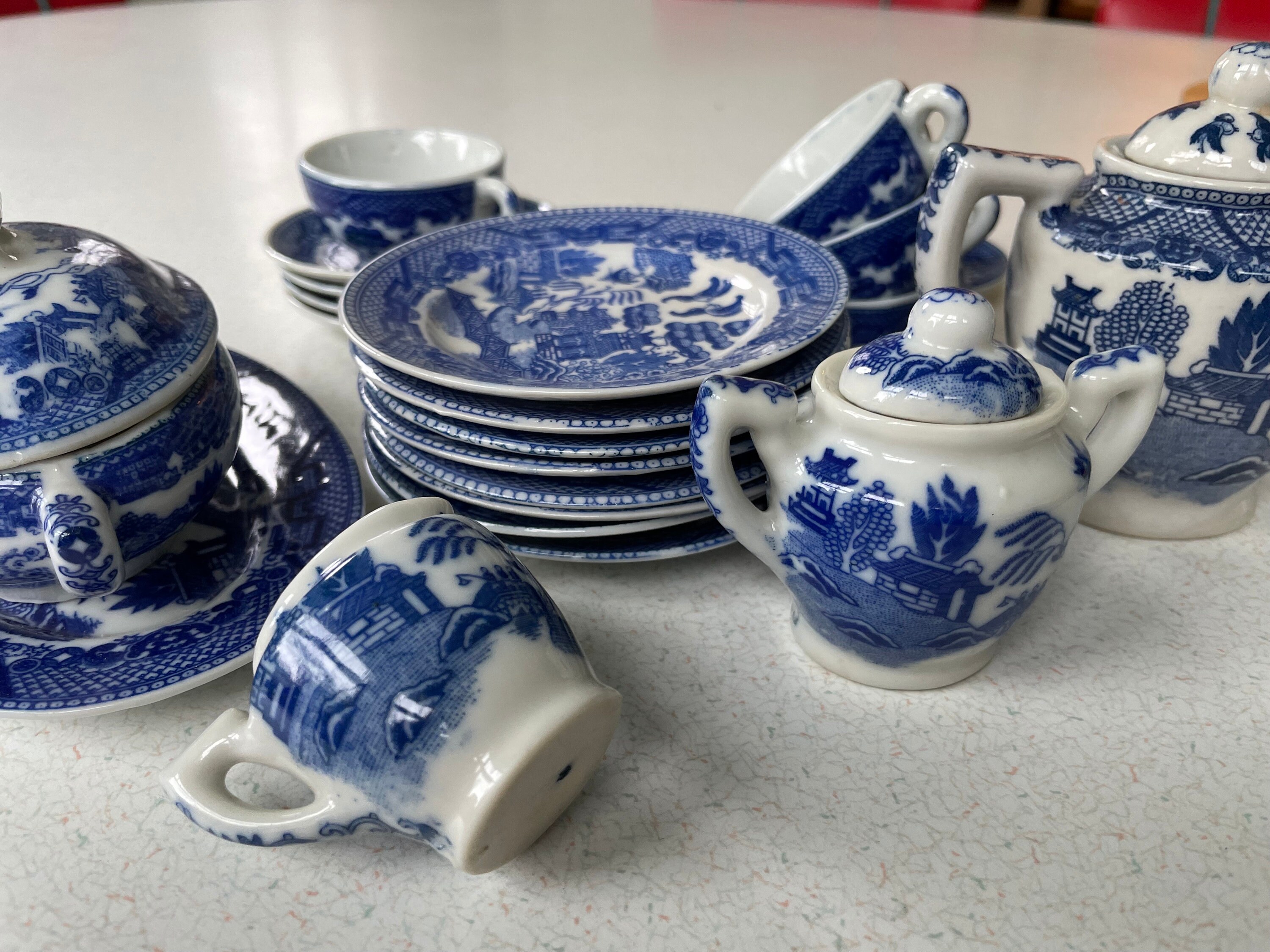  Tea “Set” Blue And White Blue Willow Child's Tea Set Vintage Blue