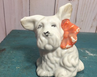 Vintage porcelain terrier dog bank, made in japan, rare find, dog figurine