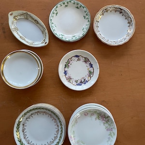 Vintage butter pat, butter plate, tiny plate, chunky stoneware, small dishes,trinket tray, tiny porcelain plates,  lot #7