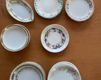 Vintage butter pat, butter plate, tiny plate, chunky stoneware, small dishes,trinket tray, tiny porcelain plates,  lot #7