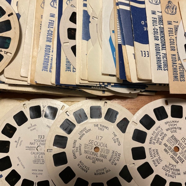 viewmaster reels, LOW NUMBER 100-160, assorted individual reels, buyers choice, view-master, collectibles,sawyer