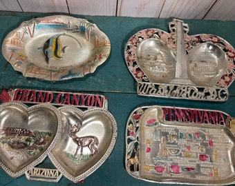 Retro tin tourist souvenir ashtrays, buyers choice, ephemera, travel