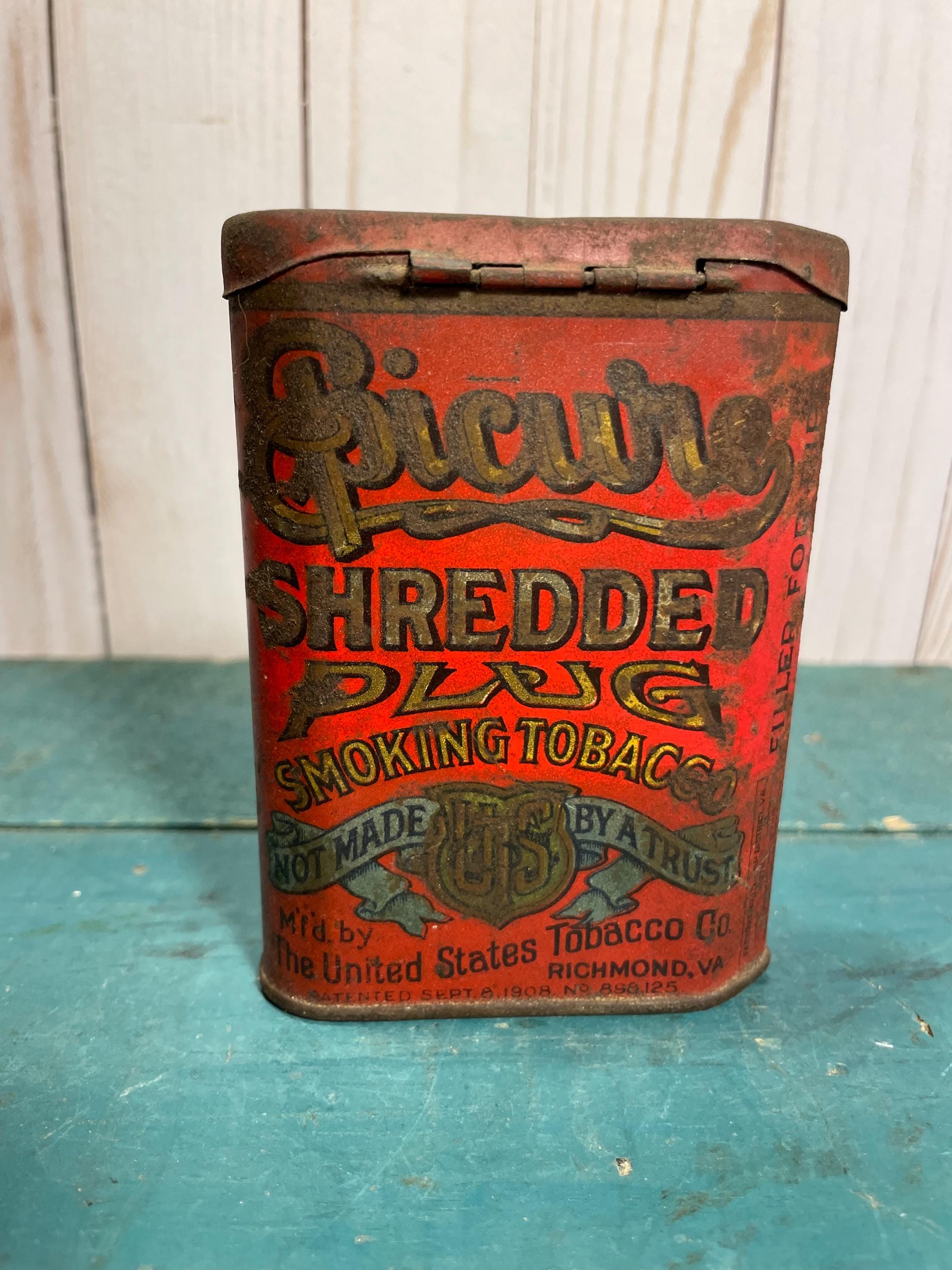 Vintage Epicure Tin, Shredded Plug Smoking Tobacco, US Tobacco Co,  Tobacciana, Vintage Tobacco Tin