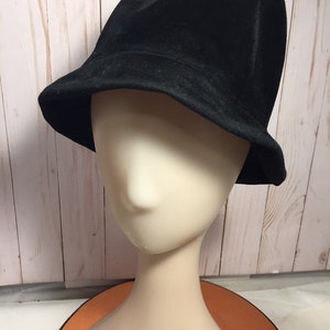 vintage black velvet slouch bucket hat, Mr D France, retro accessory, unique clothing, vintage fashion, millinery, movie/stage prop