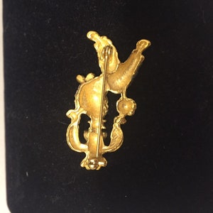 Gold tone and rhinestone brooch, spaghetti poodle brooch, standing poodle pin, french poodle pin, mcm image 2