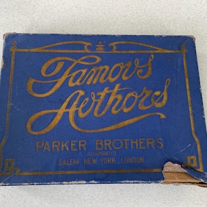 jeu de cartes vintage, Auteurs célèbres, version du début du 20e siècle, Parker Brothers,