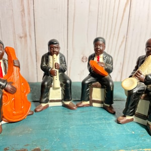Vintage Four-piece Jazz Band, Porcelain Figurines, African