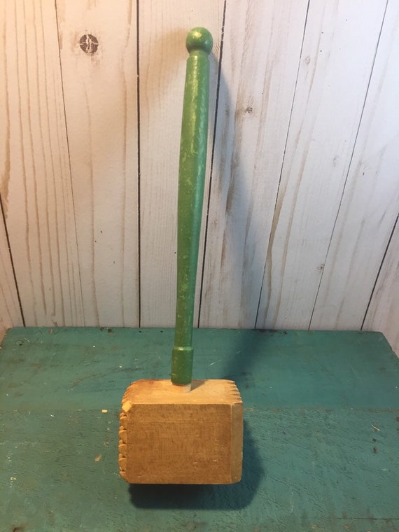 Vintage Wooden Handle Potato Masher, Meat Tenderizer, Wooden