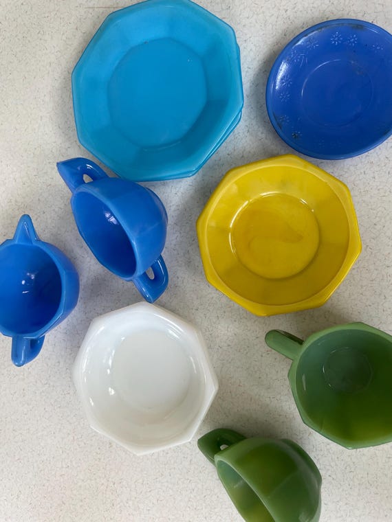 Vintage Akro Agate Toy Dishes, Jadeite Pieces, Missing Pieces